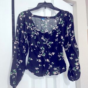 Floral Black Women's Top